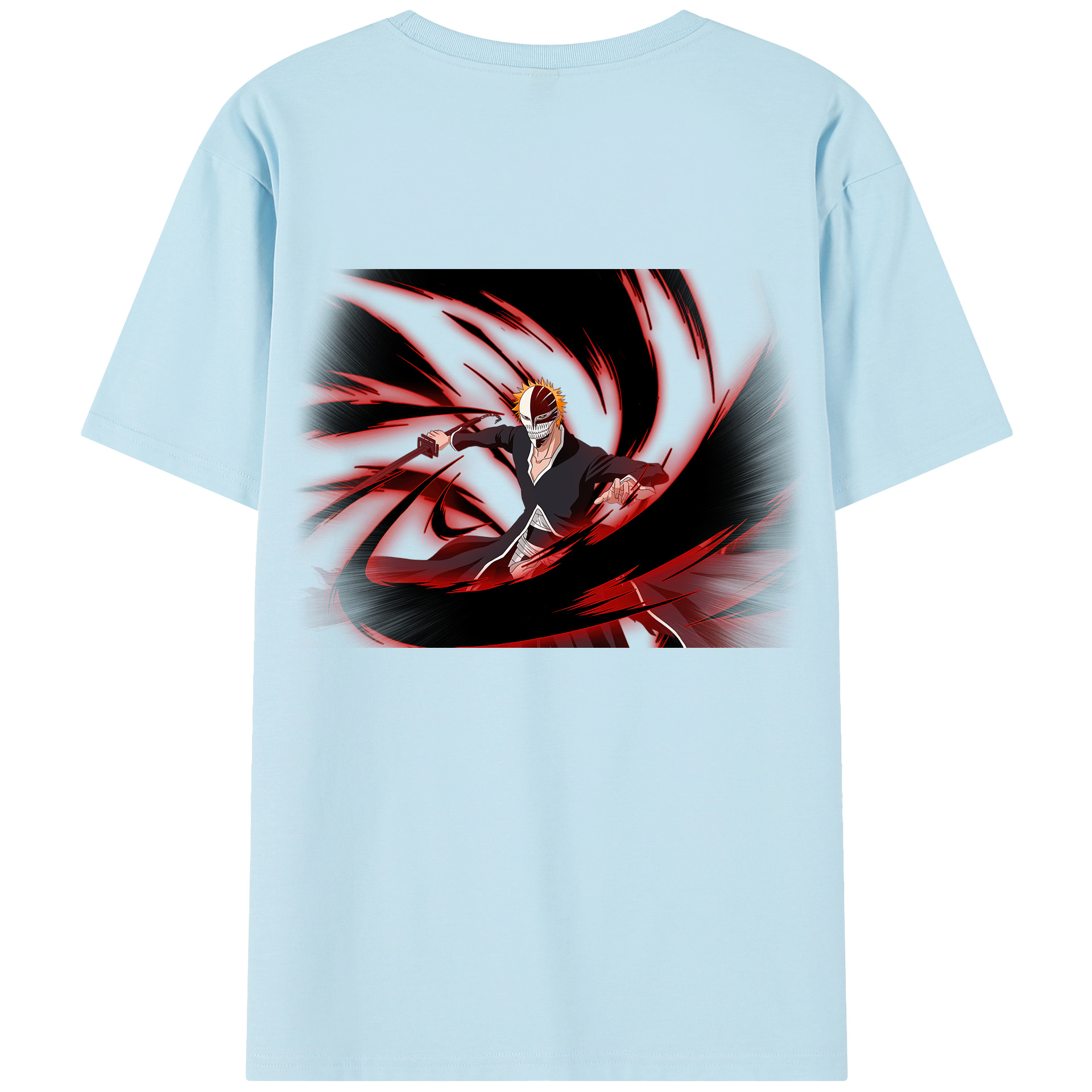 （画像用） ブリーチ 黒崎一護（くろさき いちご）BLEACH Kurosaki Ichigo 綿100％半袖Tシャツ（背面プリント）